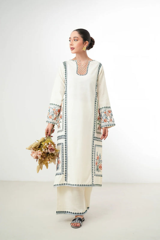 ZAIB | KASHMIR OFF-WHITE LUXURY EMBROIDERED FALL SET(NPA2-24307)