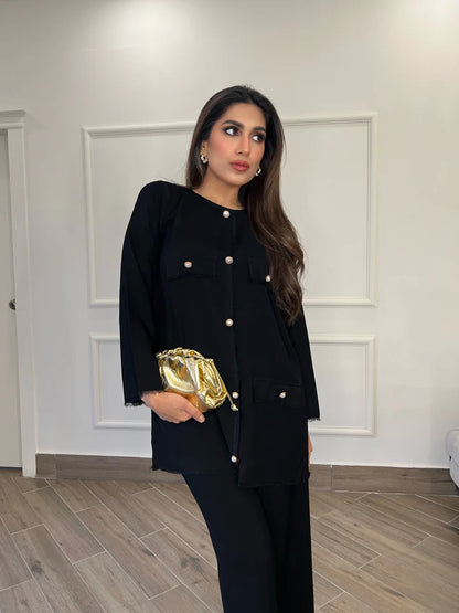 MOMINA AMAAR | BLACK BUTTON CO ORD SET