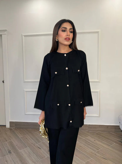 MOMINA AMAAR | BLACK BUTTON CO ORD SET